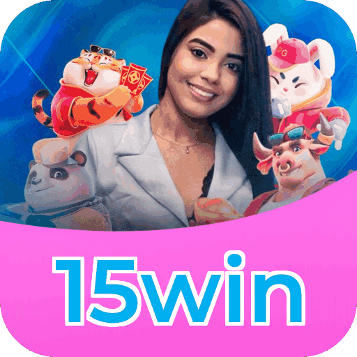 Interface do aplicativo 15win mostrando jogos disponíveis no iOS e Android